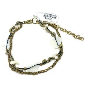NWT Free People Shell Beach Beaded Layered Anklet Gold